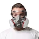 Gas mask half face respirator with anti-fog goggles & dust protection