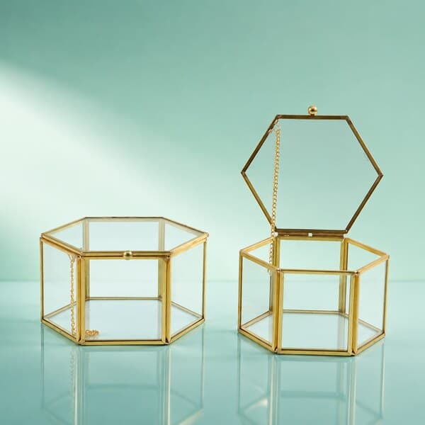 Glass Jewelry Box Hexagonal shape