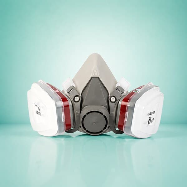 Gas mask half face respirator with anti-fog goggles & dust protection